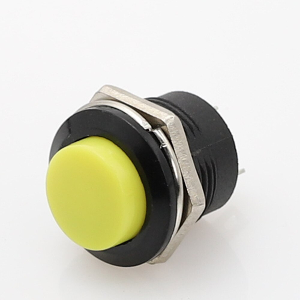 10 stk 16mm kortvarig trykknapafbryder slukket (tændt) selv-reset trykknapafbrydere 6a/125 vac 3a/250 vac rundkontakt  r13-507: Gul