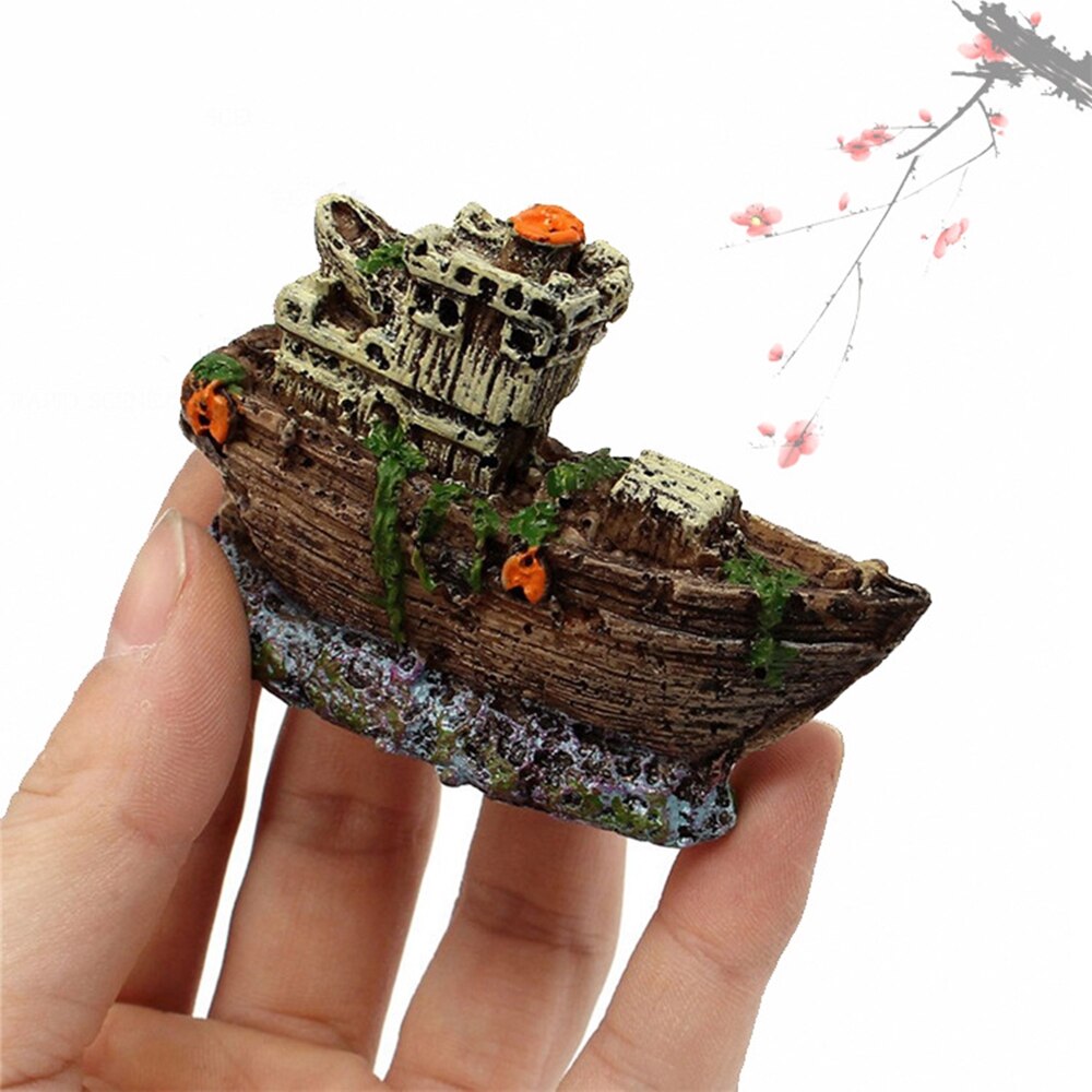 Pirate ship aquarium beautification fish tank landscaping ornaments decorative resin shipwreck decorative ship shelter