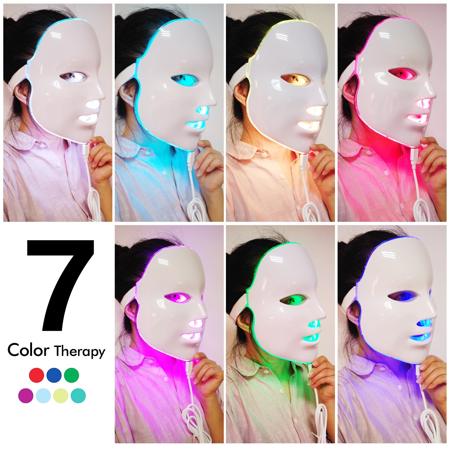 Led Facial Mask 7 Colors Light Photon Therapy Mask Skin Rejuvenation Brightening Skin Shrink Pores Device