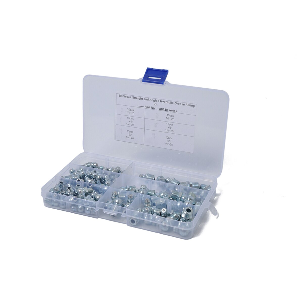 80 pezzi sei specifiche grasso idraulico raccordo Zerk Kit SAE dritto 90 grasso idraulico a 45 gradi