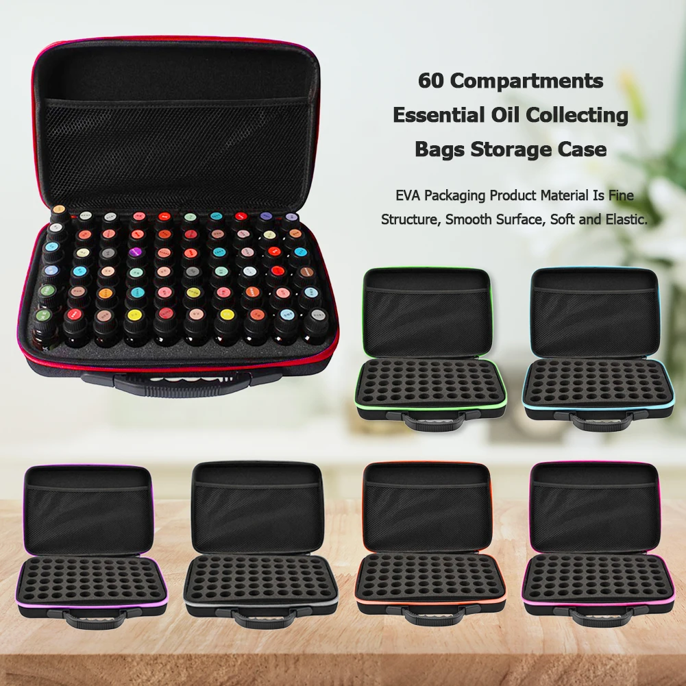 60 Flessen Etherische Olie Case 15 ml Essentiële Olie Verzamelzakken Reizen Draagbare Draagtassen Nagellak Opbergtas