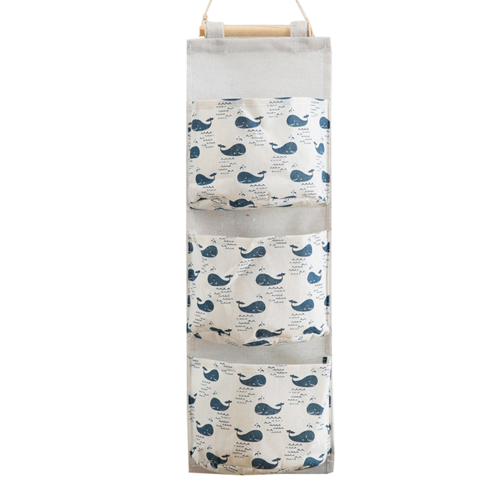 Wall Mounted Storage Bag with 3 Pockets Linen Fabric Waterproof Wall Door Closet Hanging Organizer for Bedroom Bathroom LBS