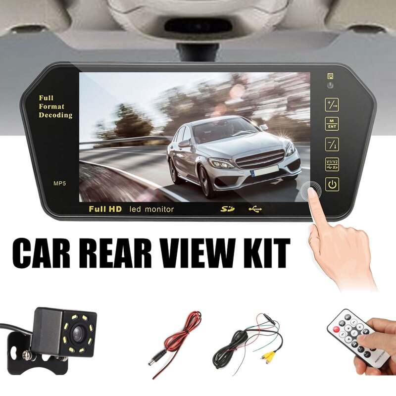 7 Inch Auto Tft Lcd Kleur Spiegel MP5 Speler Viedo Stereo Achteruitkijkspiegel Monitor