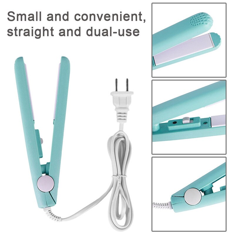 MIni plancha de pelo para niña, plancha alisadora para el cabello, rizador de pelo, plancha plana portátil para mujer, ondas para el cabello