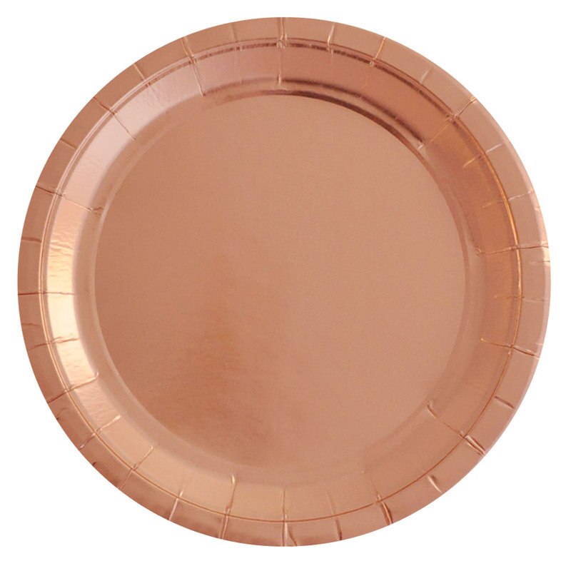 Gold Silber Folie Neue Jahr Party Supplies Einweg Papier Platte Tassen Strohhalme Tasse Kuchen Wrapper Cupcake Stehen Dessert Karton: 8pc 7Rose gold plate