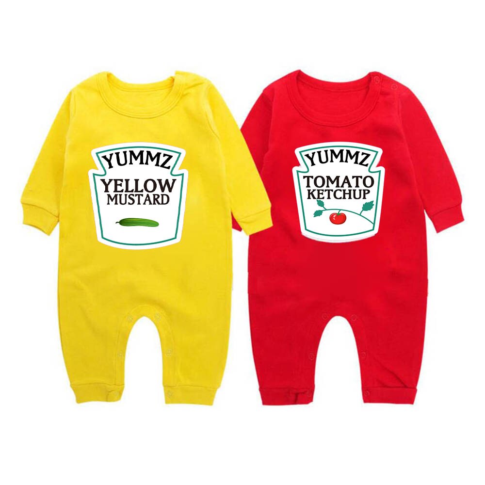 Culbutomind Yummz tomate Ketchup jaune moutarde rouge et jaune body bébé garçon jumeaux bébé vêtements jumeaux bébé garçons filles: bodysuit yellow red / 9M
