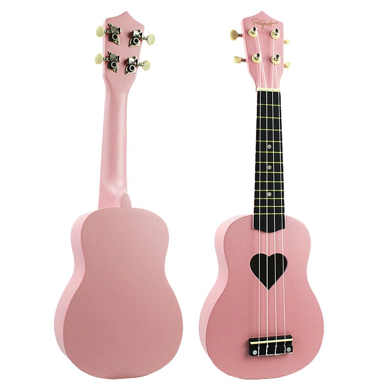 Ukulele Roze 21 Inch 4 Strings Ukelele Goedkope Hawaii Mini Gitaar Hartvormige Tone Hole Basswood Hout