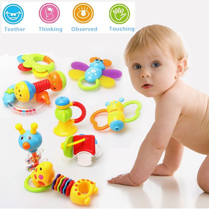 Infant Infant Rassel Zahnen Baby Spielzeug Mit Flasche Lagerung Schütteln Und GRAP Baby Hand Entwicklung Beißringe Spielzeug Set Für Neugeborene