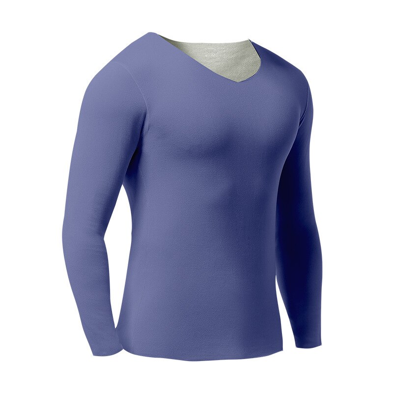 Camicie termiche per uomo canottiera in pile senza cuciture intimo termico invernale da uomo manica lunga Top intimo termico riscaldato cotone: Sapphire / XL
