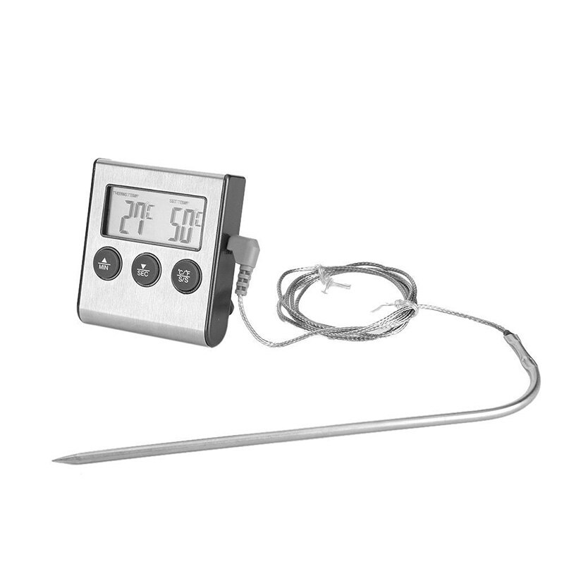 Digital BBQ Meat Thermometer Grill Oven Thermomet With Timer & Stainless Steel Probe Cooking Kitchen Thermometer