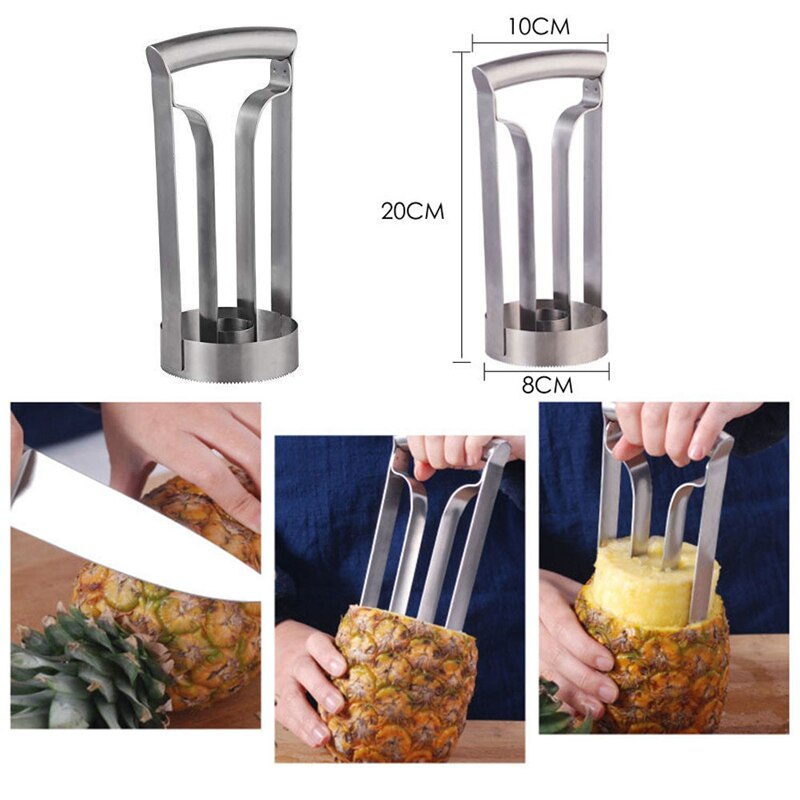 1 stk rustfrit stål ananas skærer ananas tag kødet af skrælleren ananas udkerner skræller