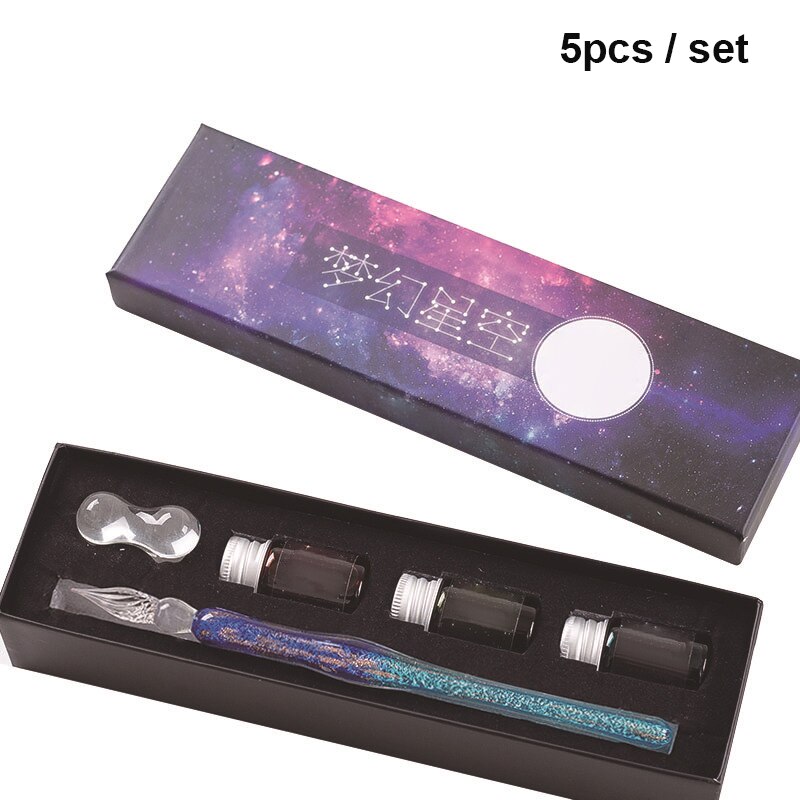 Innovative Handmade Crystal Glass Dip Pen Calligraphy Fountain Set Ink J99Store: 3