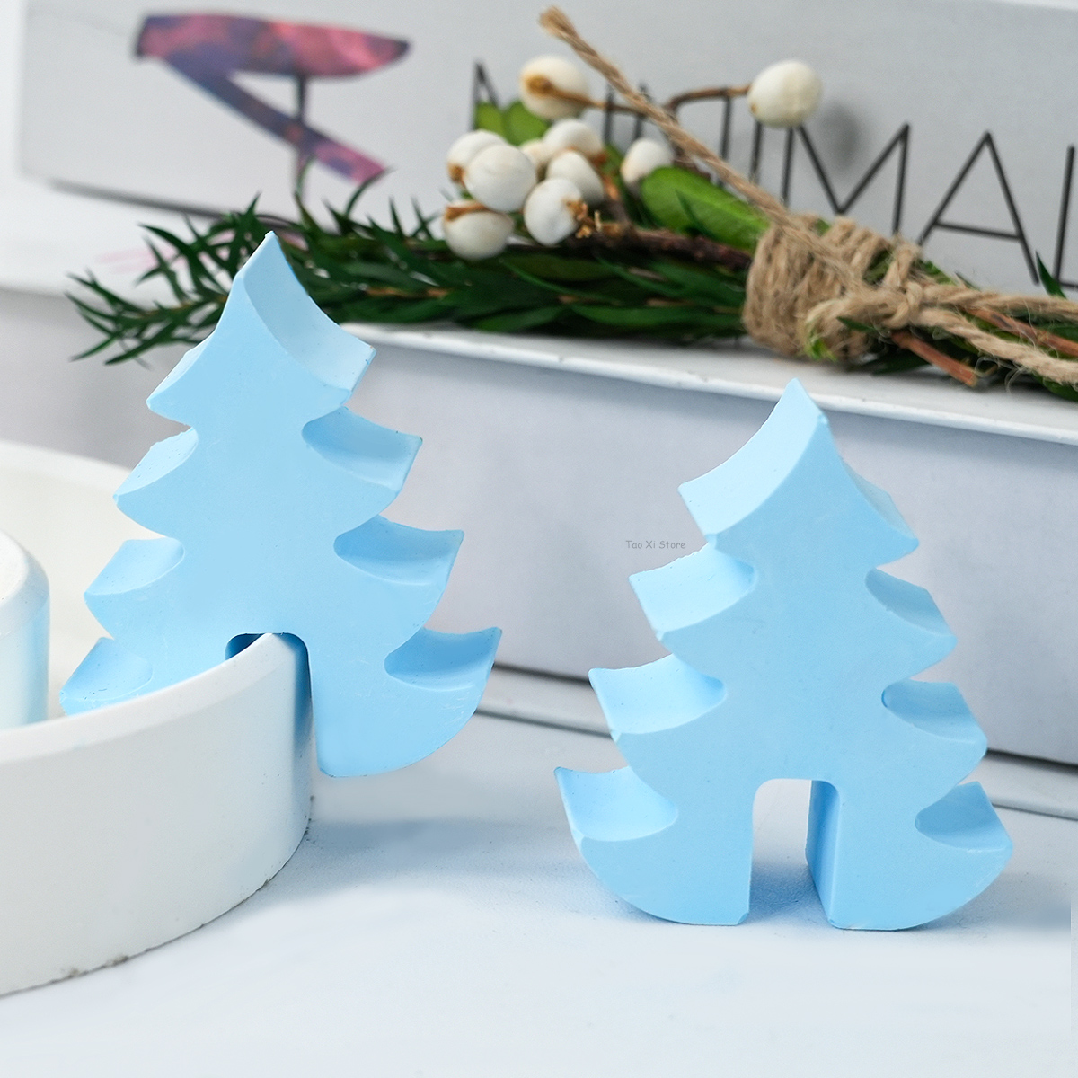 4-gaats kerstboom kandelaar siliconen mal DIY handgemaakte aromath kaars mallen gips hars kaarshouder ambachten maken gereedschap