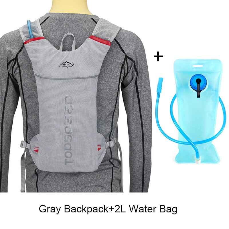 5L Camping Hydration Backpack,Hiking Water Bladder Backpack for men women,Jogging Running rucksack no include 2L Water Bag: gray with water bag