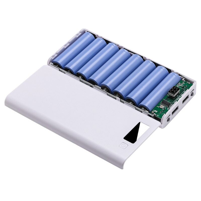 8x18650 Baterias DIY Caso Titular Caixa de Banco de Potência Dual USB Carregador LEVOU Luz