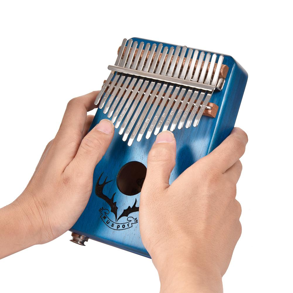 Muspor 17 tangenter eq kalimba mahogni tommelfinger piano kalimba finger piano med elektrisk pickup tuner hammer nybegynner musikk læring