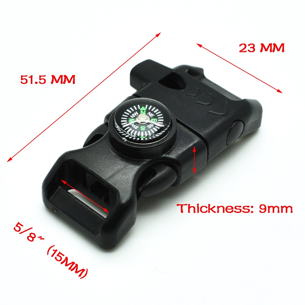 1pcs 5/8" Side Release Whistle Compass Buckle Scraper Parachute 550 Cord Paracord Bracelet Outdoor Camp Backpack Survival Kits