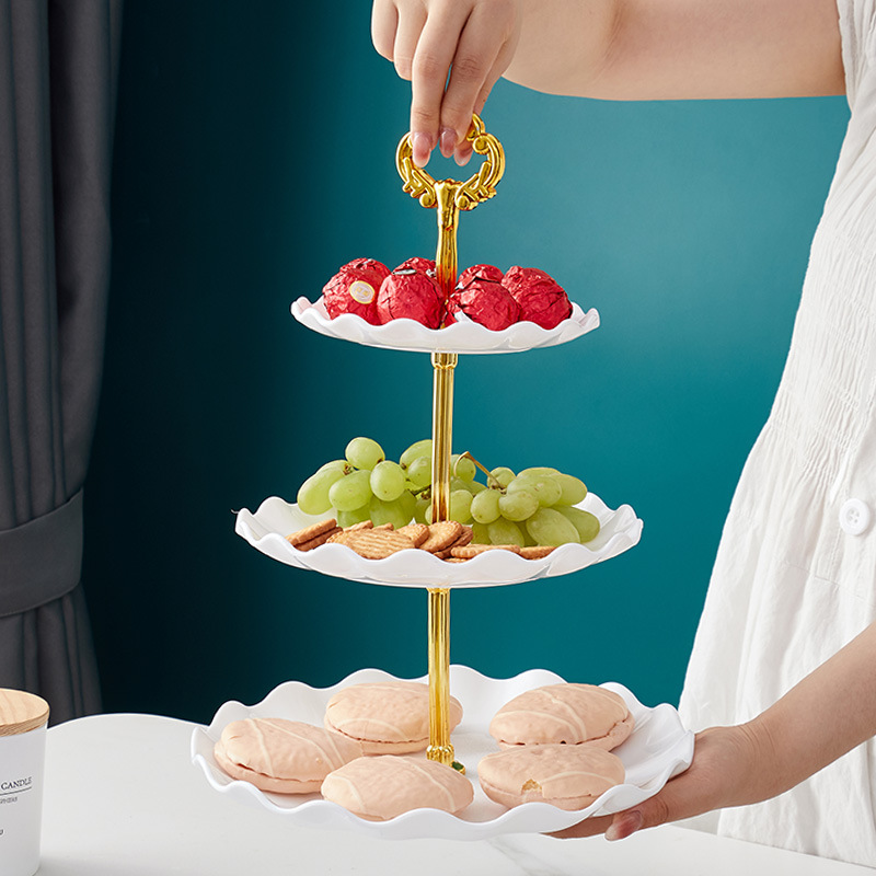 3 Layer Removable Buffet Display Stand Wedding Party Supplies Table Decoration Plastic Food Dessert Candy Fruit Tray for Home