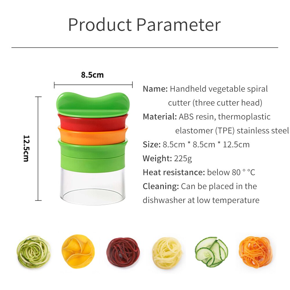 Vegetable Fruit Spiral Slicer Cutter Vegetable Spiralizer Grater Carrot Cucumber Courgette Zucchini Spaghetti Maker