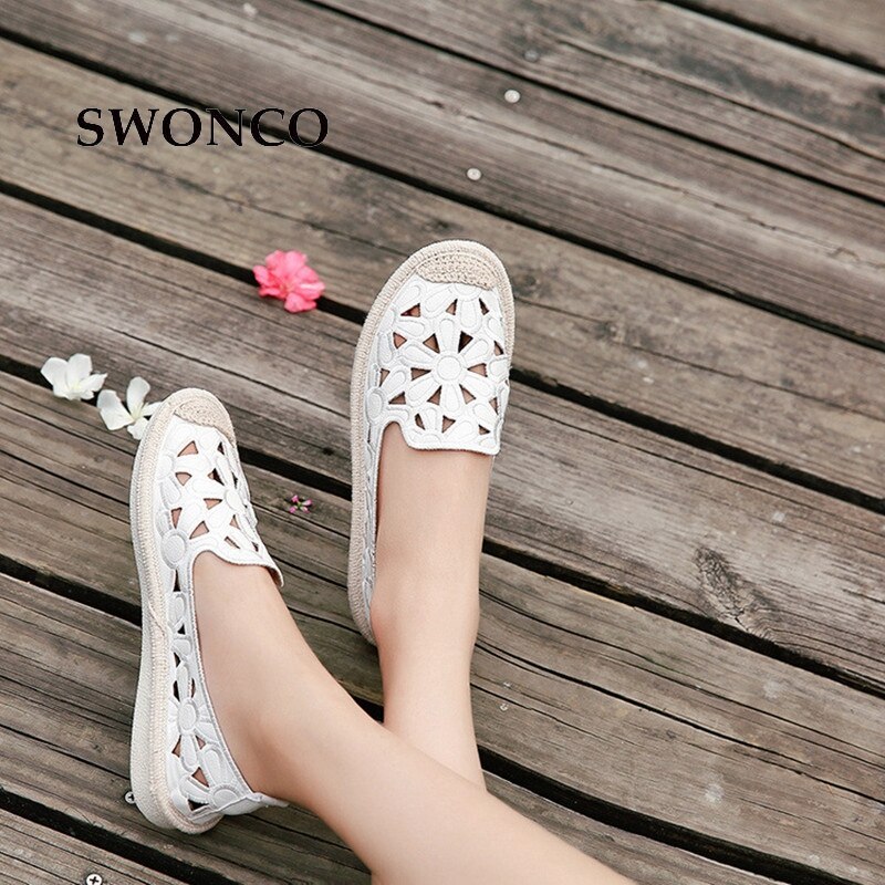 Zapatos planos de mujer SWONCO , mocasines para mujer de paja tejidos de verano, zapatos planos para mujer, zapatos cómodos y sólidos, zapato casual para mujer