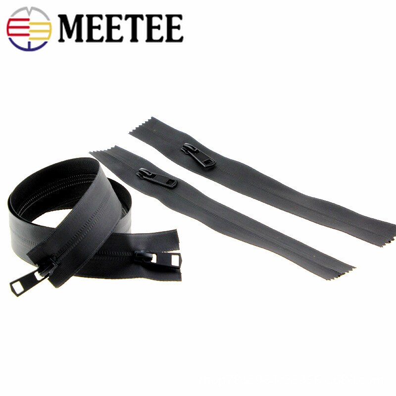 Meetee 2 kpl 50-150cm 5#  vedenpitävää vetoketjua musta nylon näkymätön avopää vetoketju yksi/kahdesti auki vetoketjut takin ompelutarvike