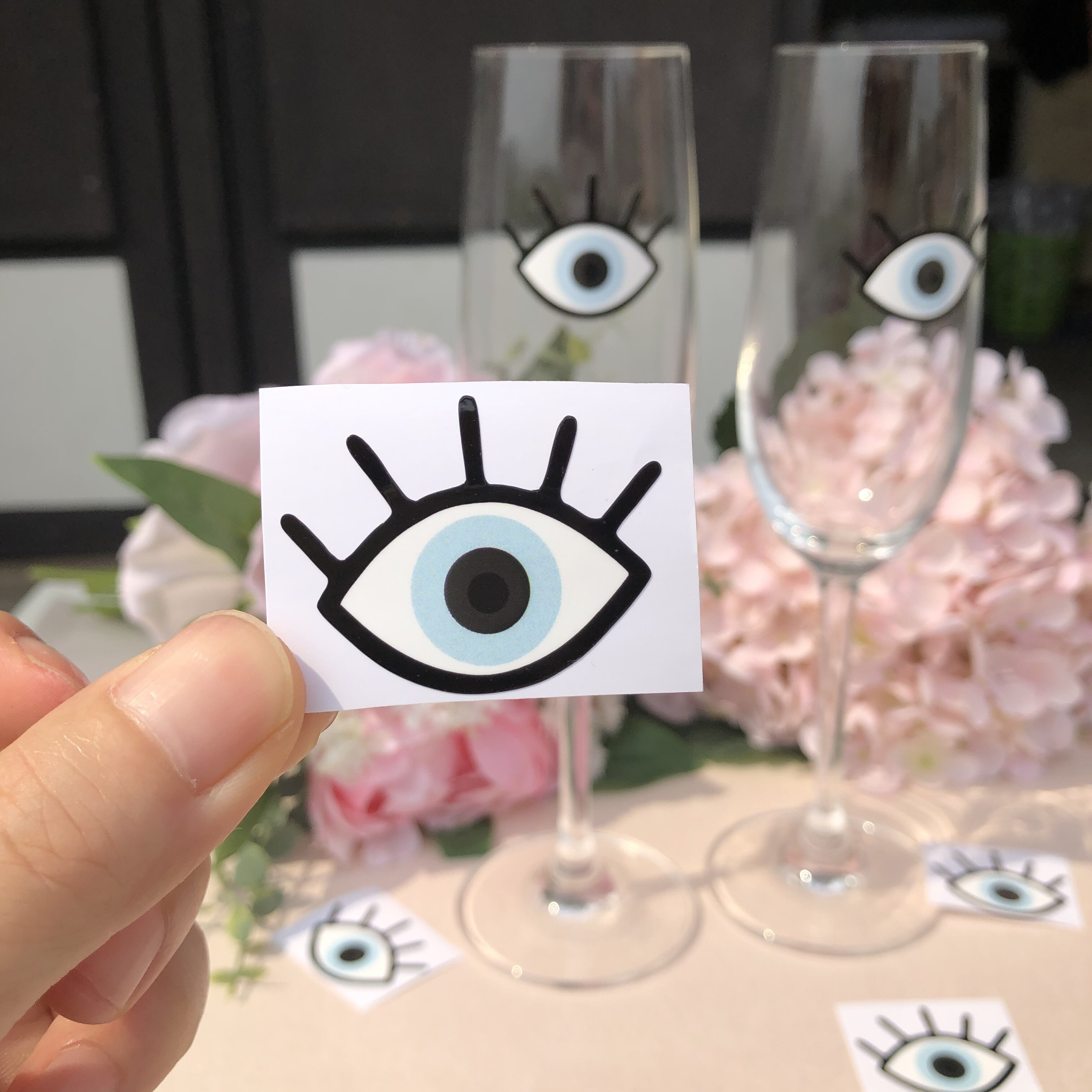 Wine glass Evil eye stickers good eyes vinyl decals for wedding champagne glass bottle decorations