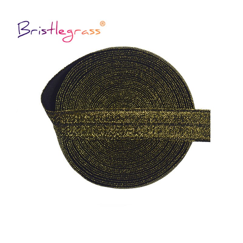 Bristlegrass Combo 5 Yard 5/8 &quot;15Mm Glitter Vouw Over Elastiek Foe Spandex Band Singels Tape Hair Tie Hoofdband jurk Naaien Trim