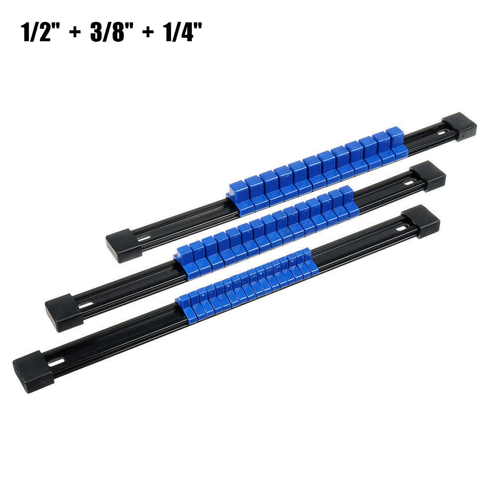 6Pcs ABS Socket Wrenches Holder Adjustable Finisher 1/4 3/8 1/2 Storage Mountable Sliding Stand Sleeve Holder Rail Rack Tool
