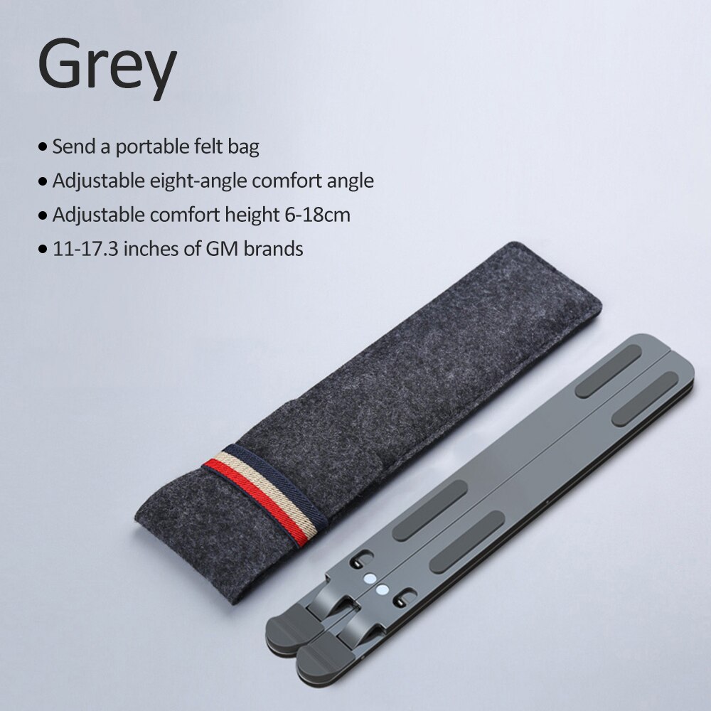 Soporte portátil ajustable de aluminio para ordenador portátil, soporte de escritorio para ordenador portátil, soporte para MacBook de hasta 15,6 pulgadas: Gray L(New)