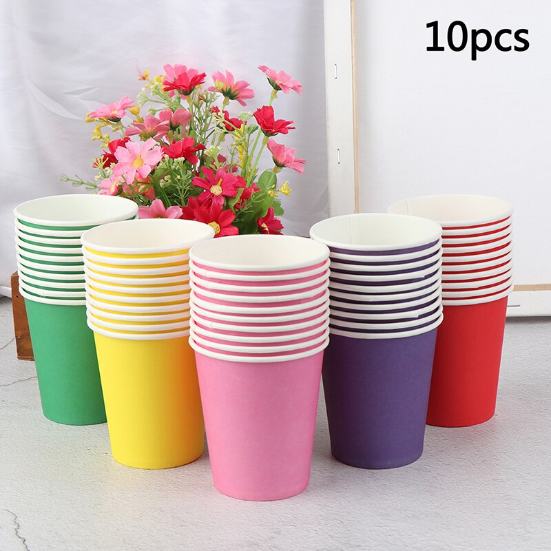 10 Stuks Pure Colour Party Wegwerp Bekers Sap Cup Diy Decoratie Baby Shower Kids Verjaardag Bruiloft Picknick Servies Supply