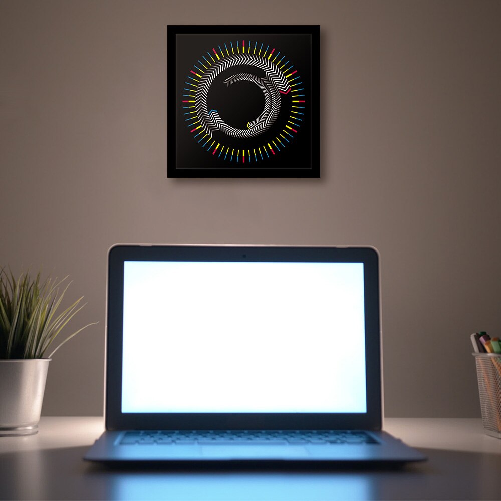 Wooden Time Frame Table Clock Hexagon Rotating Plate Wall Clock Modern Desktop Art Decor Graphic Time Clock Watch