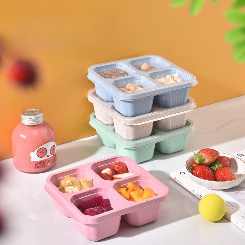 1pc Snack Container, Divided Bento Box Lunch Box With Transparent Lid, Reusable Meal Lunch Container For Home Office Travel