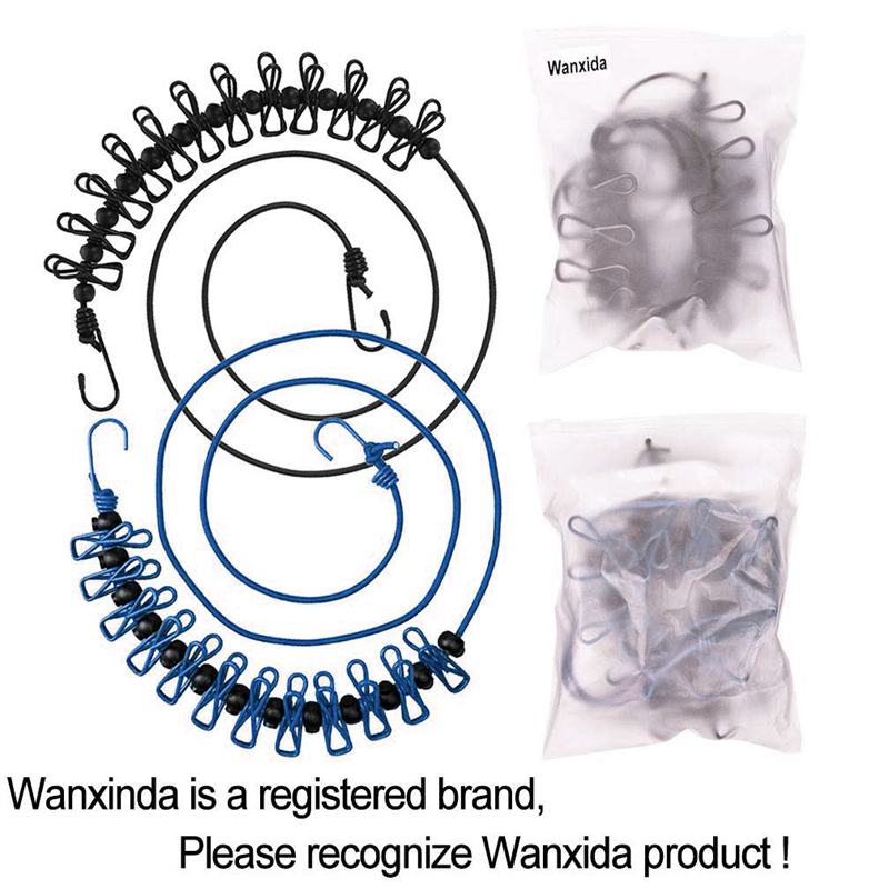 Corde à linge Flexible, épingle à linge portable 12 pièces, 13 boutons noirs pour camping, randonnée, plage et maison (noir + violet)