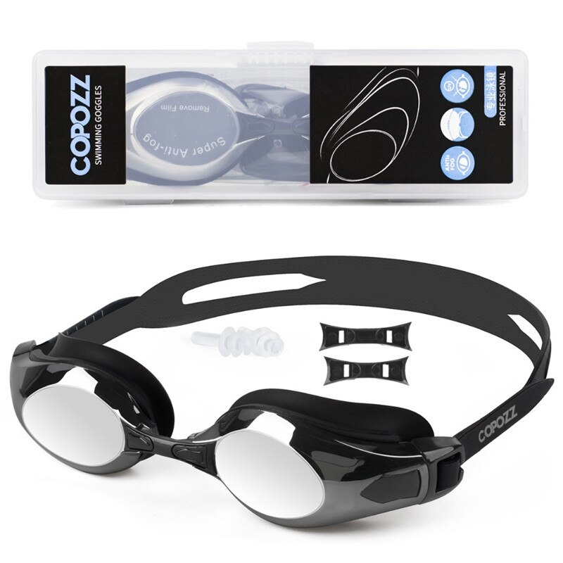 COPOZZ Schwimmen Brille Myopie Unterstützung 0-1,5 zu-5 Anti fog UV Protecion Schwimmen Gläser Dioptrien Fit für erwachsene Männer Frauen