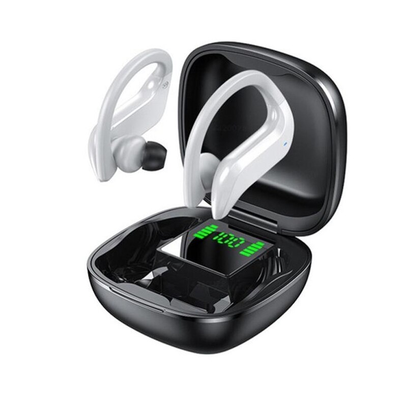 Auriculares inalámbricos MD03 con TWS, cascos por Bluetooth con pantalla LED y micrófono, estéreo, a prueba de agua, con cancelación de ruido: white