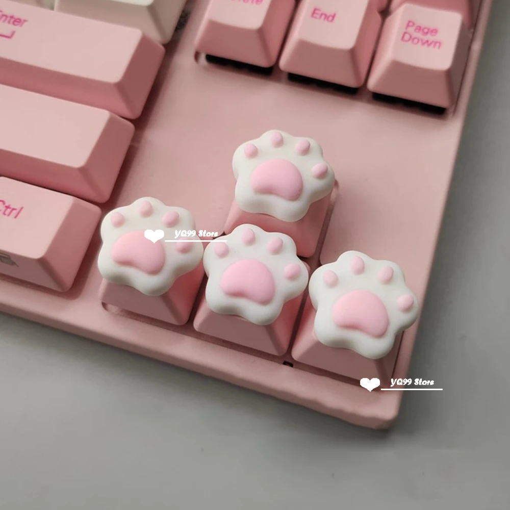 4 teile/satz SchöNe Katze Klaue Schlüssel Kappe Persönlichkeit Katze Pfote Tastenkappen für Mechanische Tastatur R4 Pfeil Tasten Rosa Nette DIY Tastenkappen: Rosa