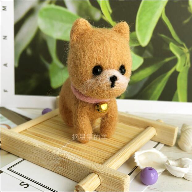 Valp söt chao meng docka material pack ull nålspets kit ull filt nål filtning dekoration hantverk handarbete diy: Default Title