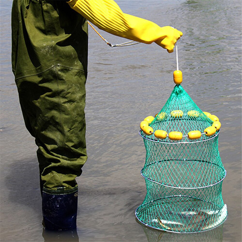 45*65CM Nylon Fishing Net Collapsible Trap Fish Crab Crayfish Lobster Catcher Automatic Trap Cast Keep Net Cage Fishing Accessor
