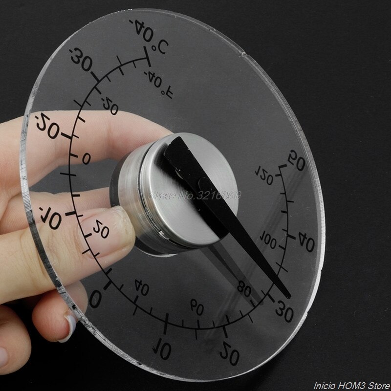 Cirkulært gennemsigtigt udendørs vindue termometer temperatur vejrstation værktøj