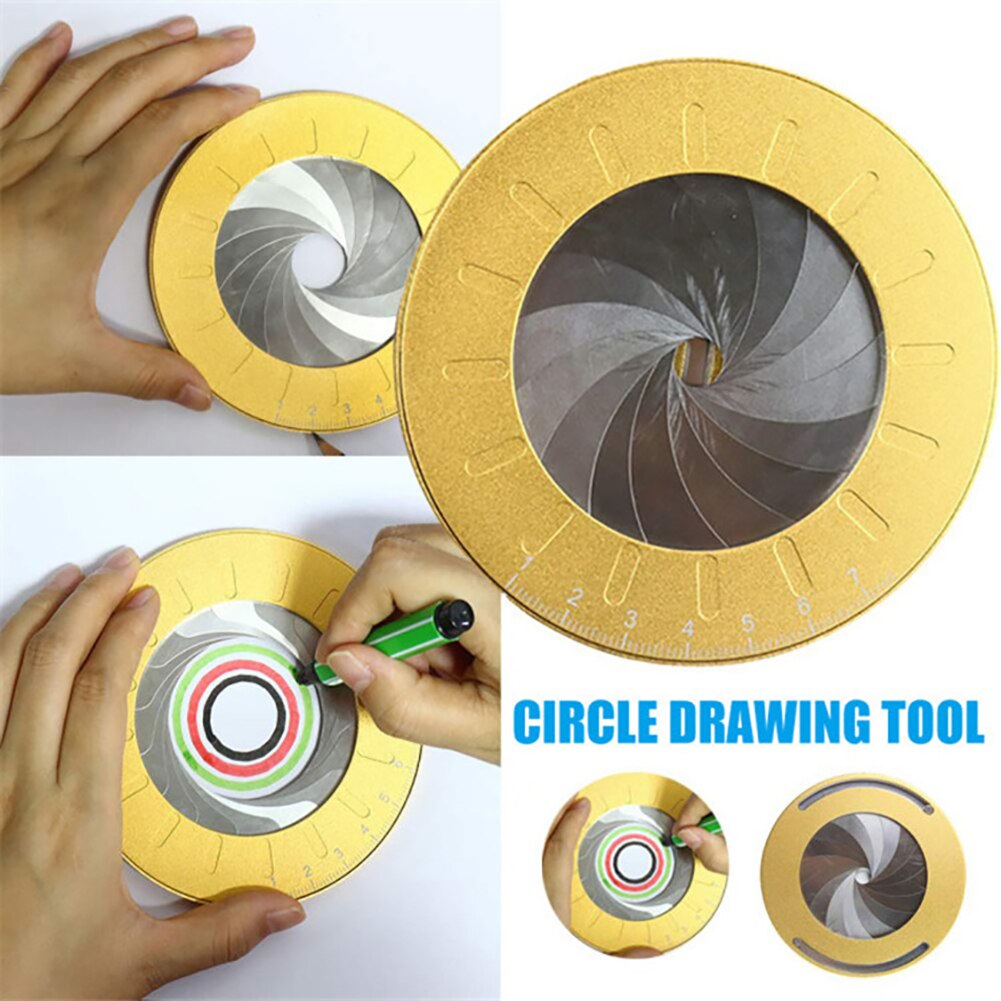 Règle de dessin rond boussole rotatif cercle outil de dessin école règle ensemble en acier inoxydable cercle outils de dessin papeterie