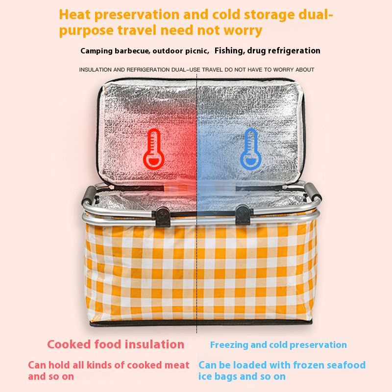 Caja de cesta de Picnic plegable, bolsa térmica de papel impermeable para alimentos, cesta de bolsa refrigeradora con asa, bolsas de de alimentos de gran capacidad