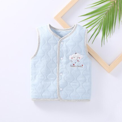 Cartoon Lente Herfst Baby Vest Winter Gewatteerde Verdikking Baby Vest Vest Meisje Jongen Baby Vest Zacht Comfortabel Ademend: blue / 66 0-6months