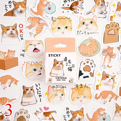 46 unids/caja pegatinas de gato Kawaii pegatinas de papelería bonitas pegatinas de viñetas para diario para niños DIY álbum de recortes diario suministros de decoración: 3