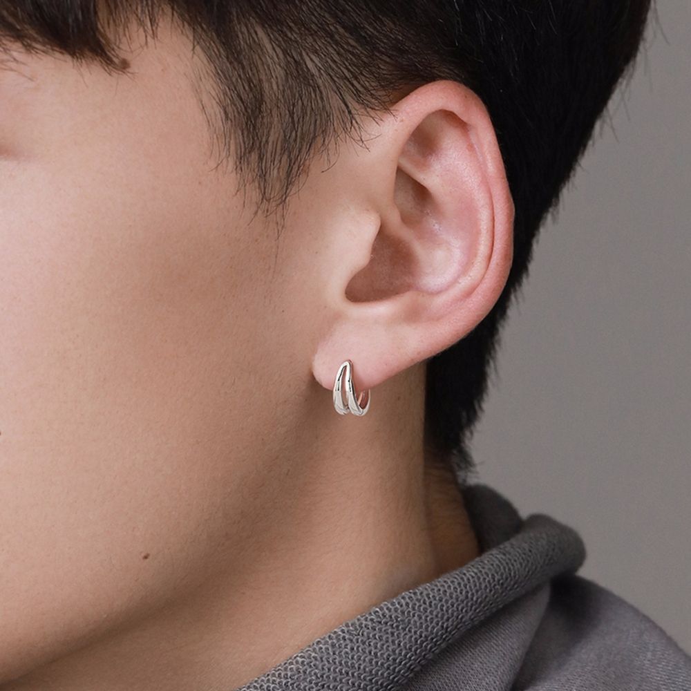 Personality cool boys hoop earrings Korean style simple trend chain earrings ear buckles jewelry