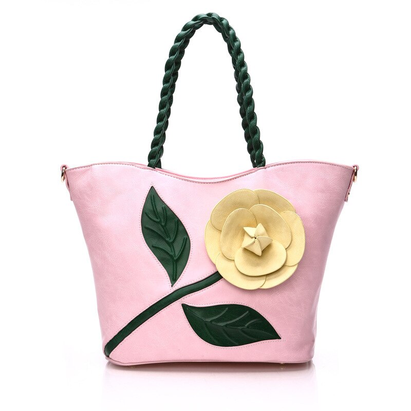 Classic Rose Driedimensionale Bloem Tas Weave Draagbare Vrouw Pakket Enkele Schouder Pakket Messenger