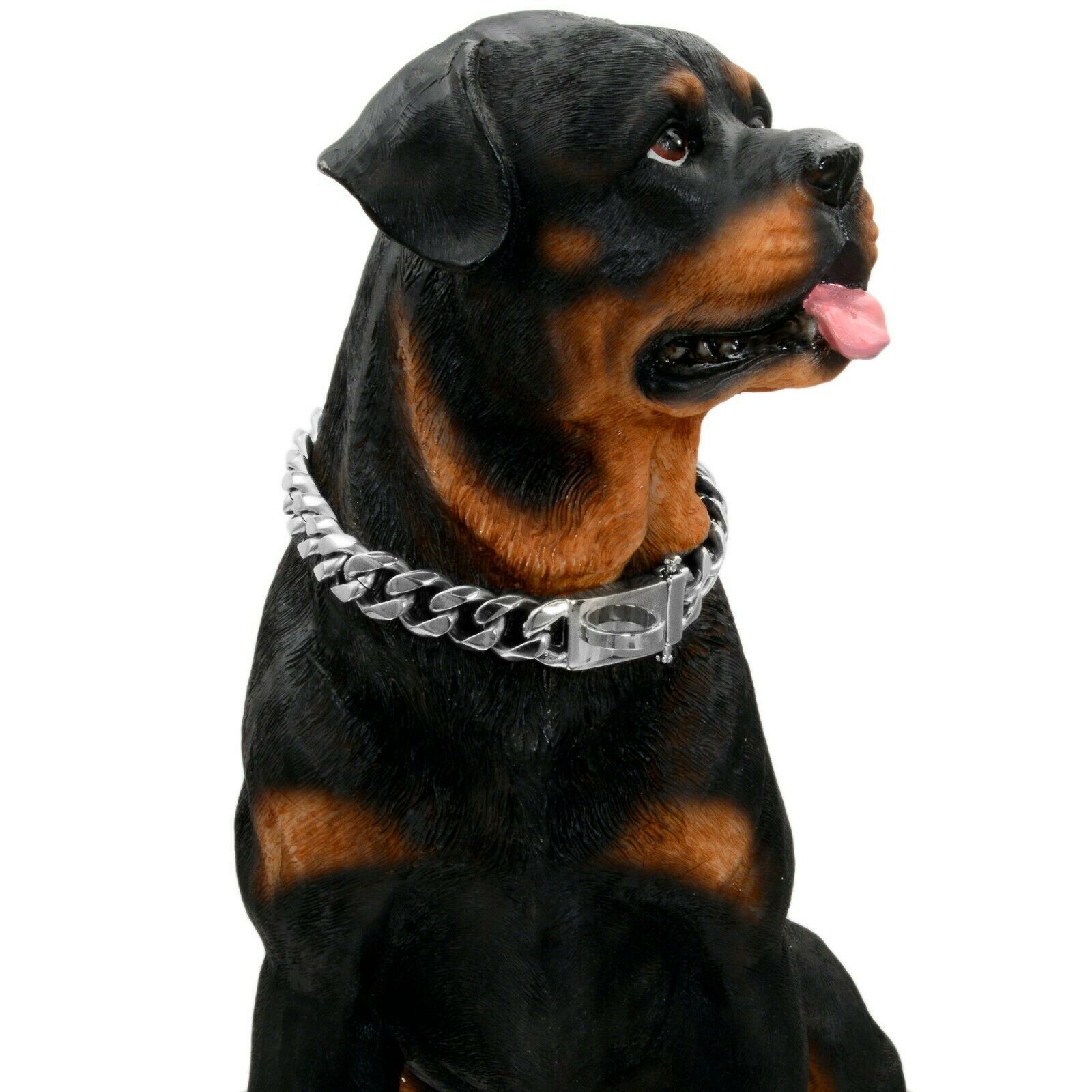 15mm Titanium Steel Alloy Collar Dog Chain Collars Large Pet Training Bulldog Decoration Silver Golden Yellow Cool Collar: Silver White / 24in