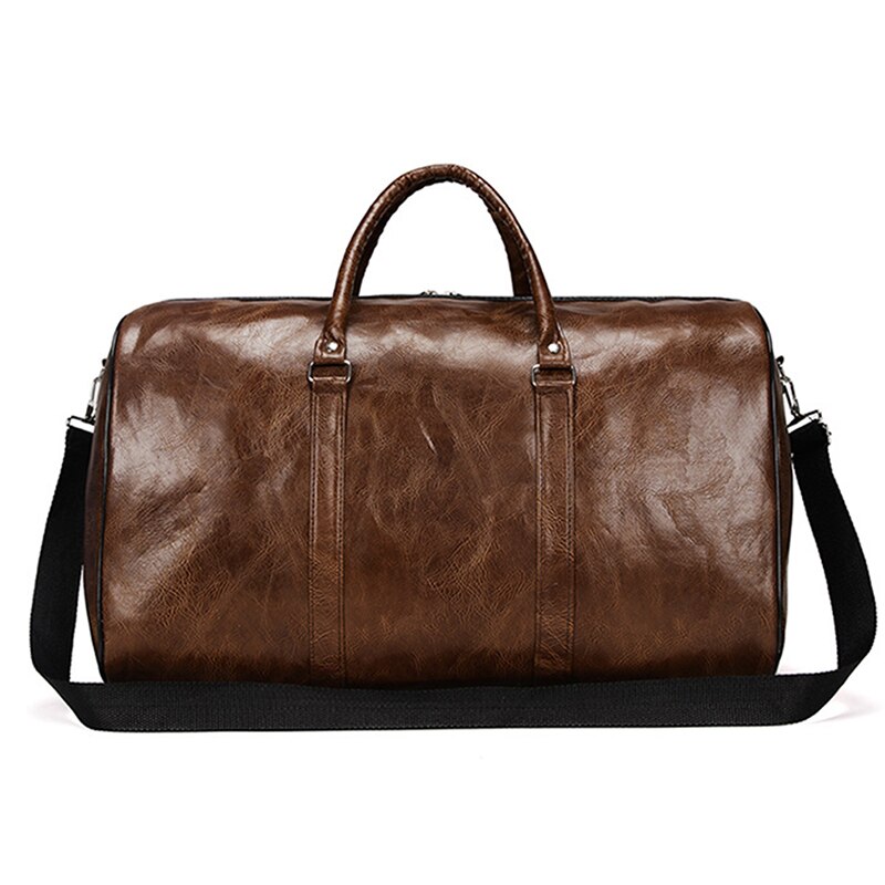 Leather Travel Bag Large Duffle Independent Big Fitness Bags Handbag Bag Luggage Shoulder Bag Black Men Zipper Pu: brown