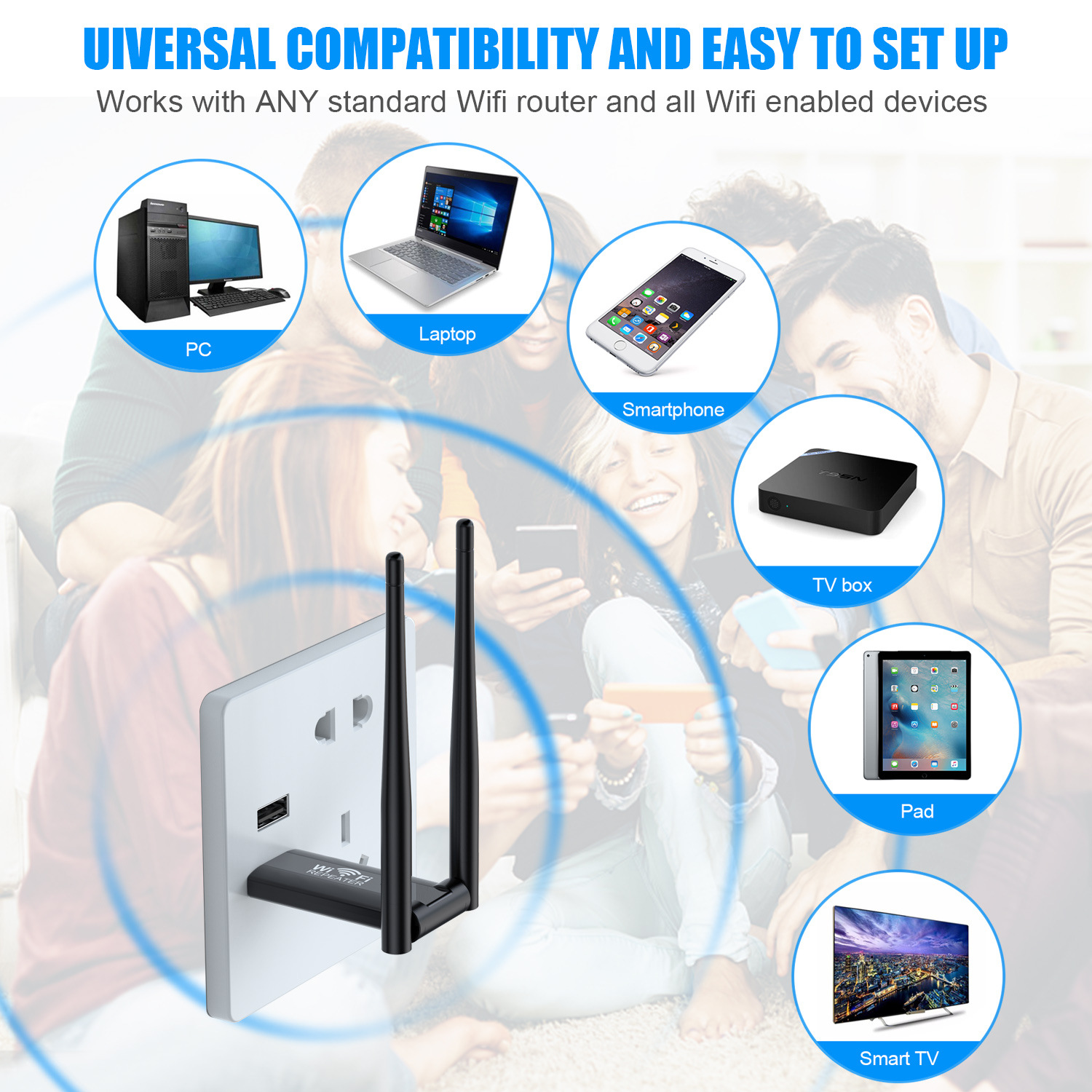 USB 2.4G 300Mbps Wireless WiFi Repeater Extender Router Wi-Fi Signal Amplifier Booster Long Range Network Card Adapter for PC