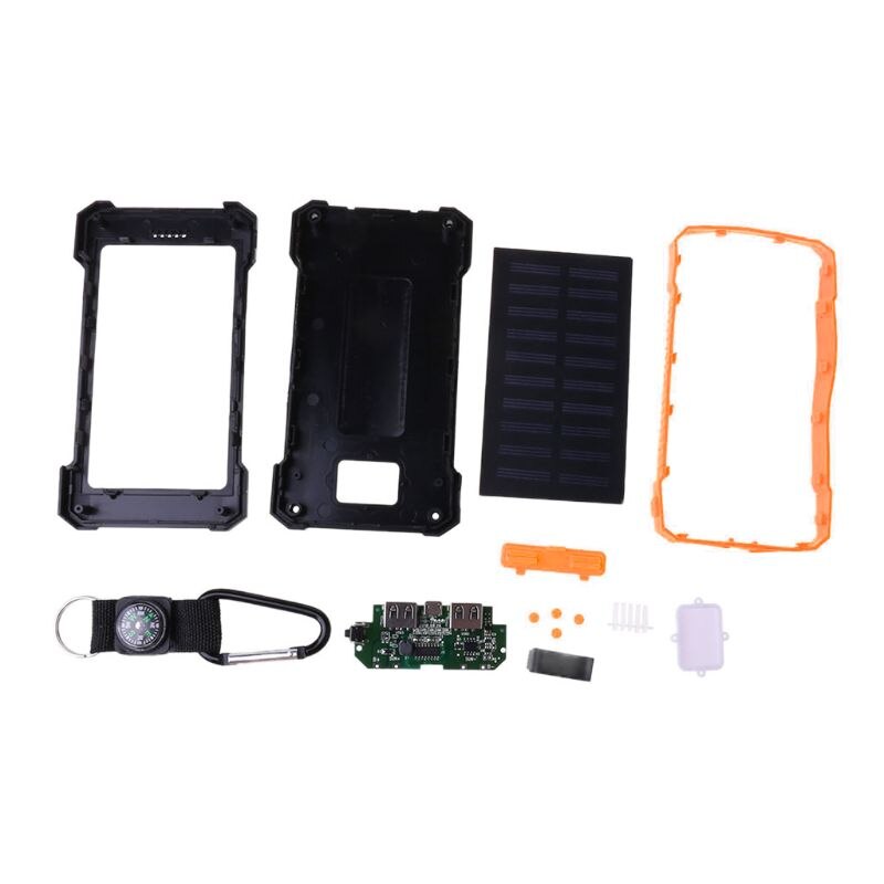 LED Dual USB Ports Solar Panel Power Bank Case Concise and vogu style Charger DIY Kits Box