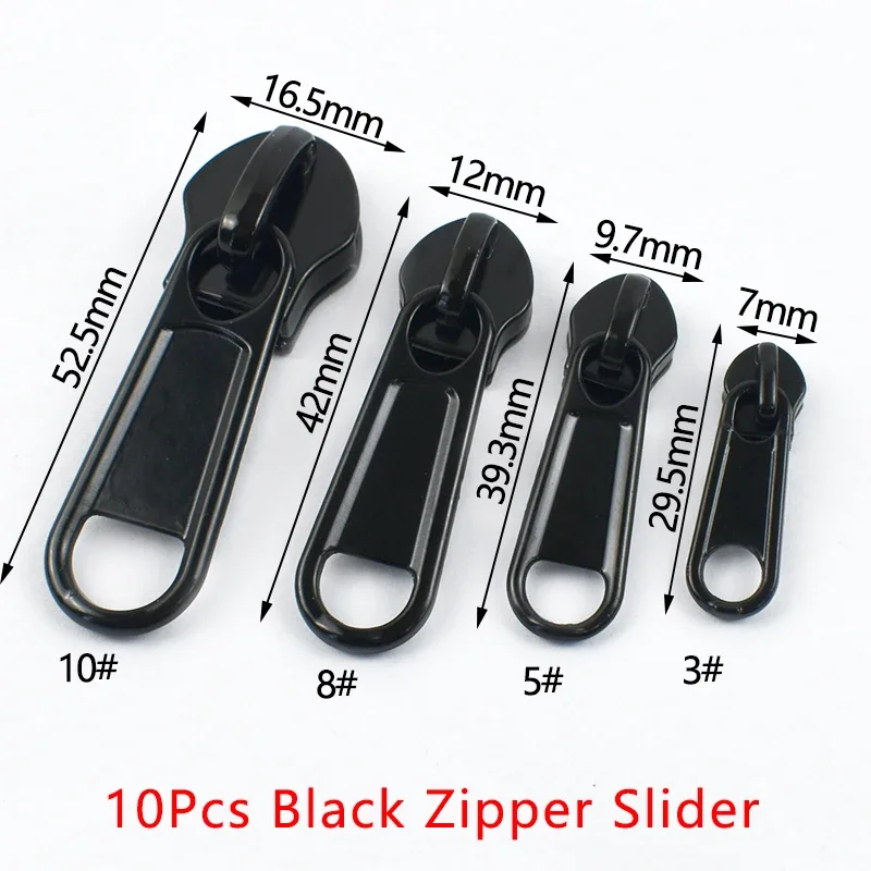 3 # 5 # 8 # 10 # Cremalleras de bobina de código negro de 10M, 10 Uds., deslizadores de cremallera, costura de ropa, tirador de cremallera, Kit de reparación de cremalleras, accesorio de cierres: Cobre envejecido / Opción 1